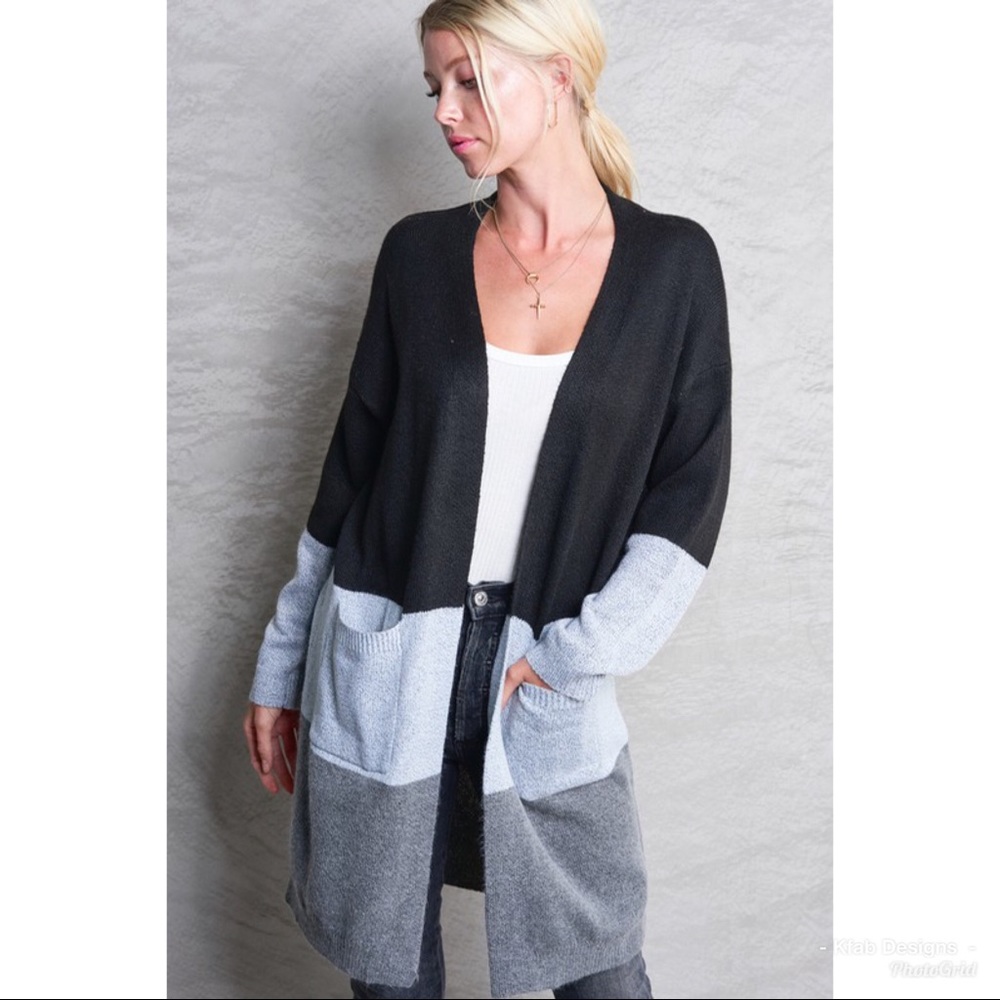 ❤️NEW Perfect Longline Color Block Pocket Cardigan - Picture 6 of 7